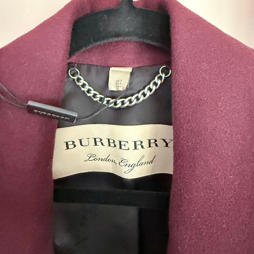 Burberry Cairndale Cashmere Coat US0 UK2 IT34 Currant Eggplant Wine Burgundy - Picture 5 of 11